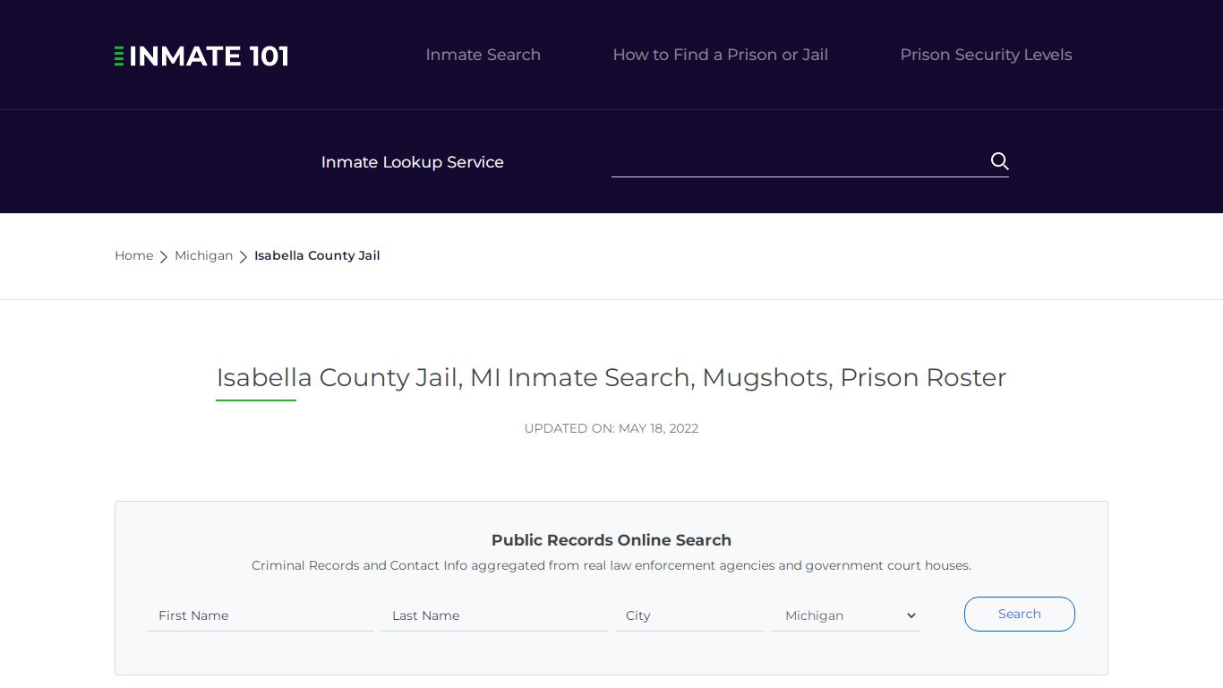 Isabella County Jail, MI Inmate Search, Mugshots, Prison ...